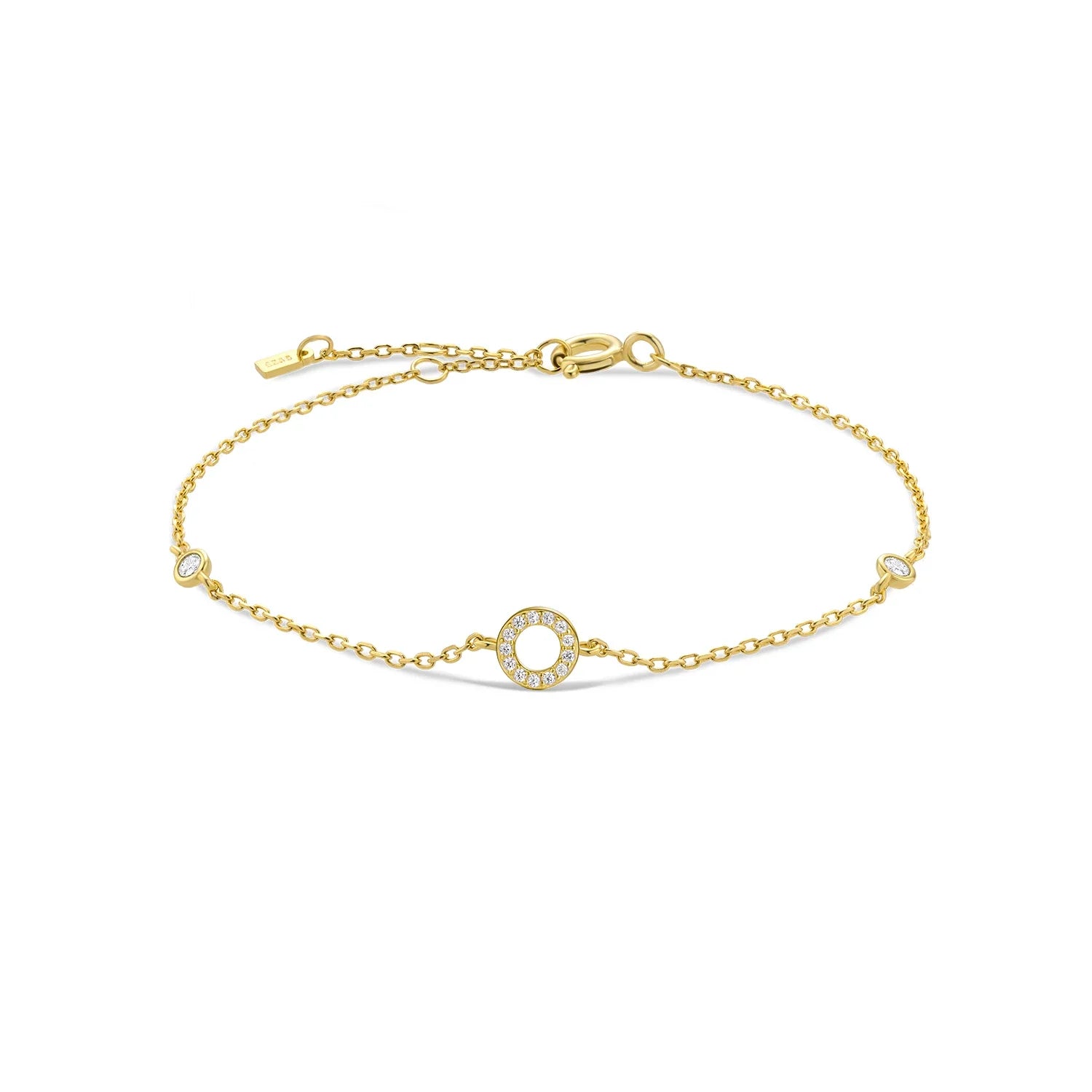 Armband met initiaal in strass goud o