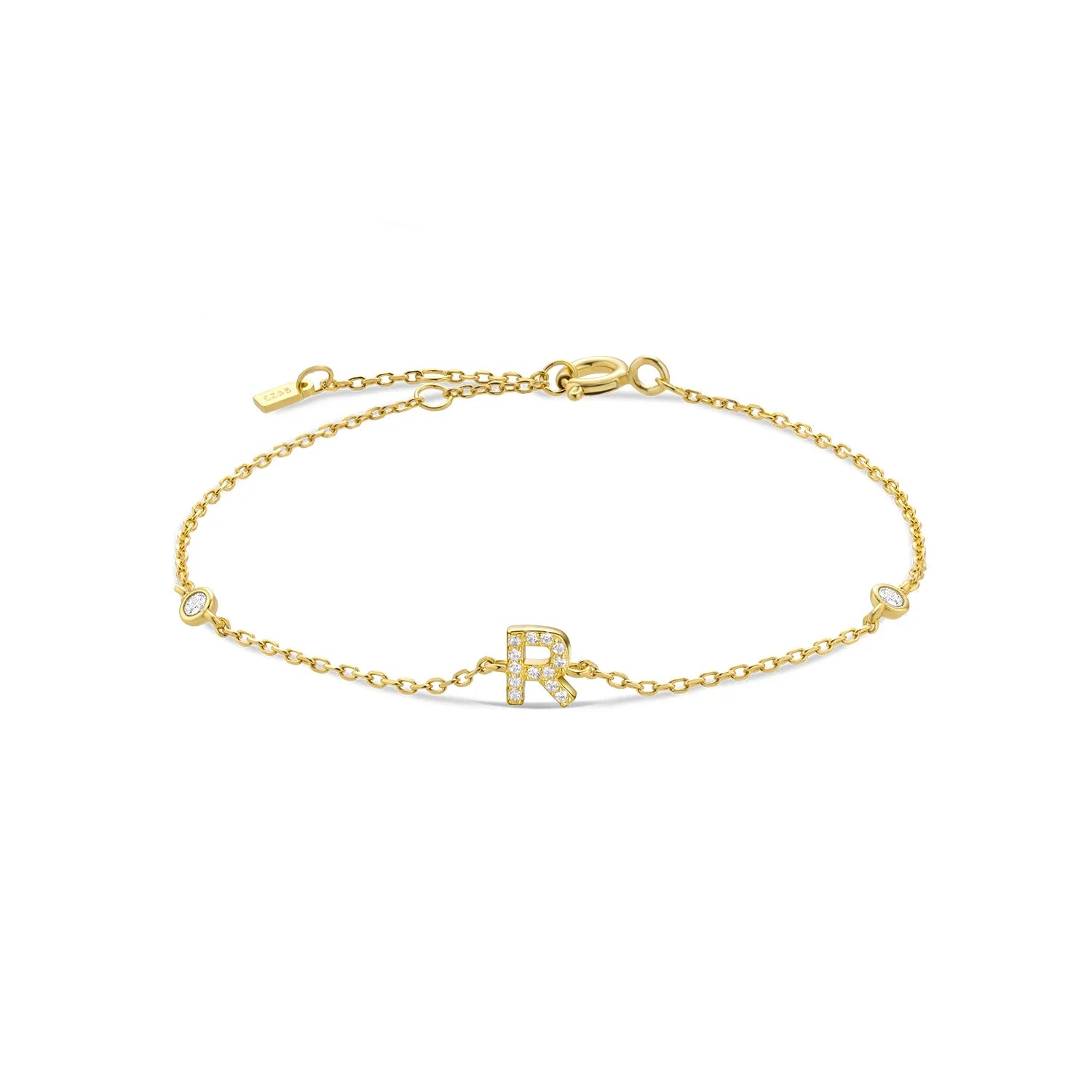 Armband met initiale in goudkleurige strass r
