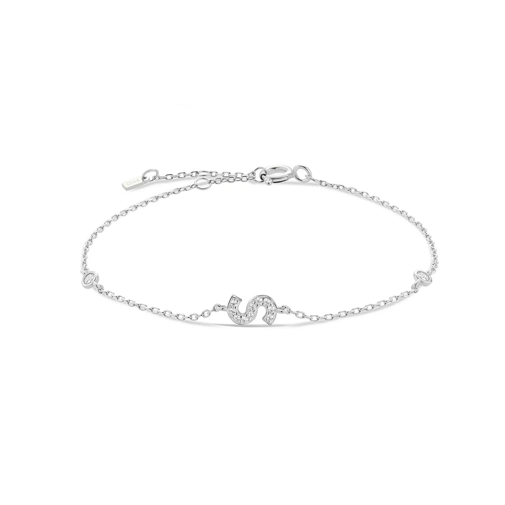 Armband met initiaal in strass zilver s