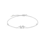 Armband met initiaal in strass zilver s