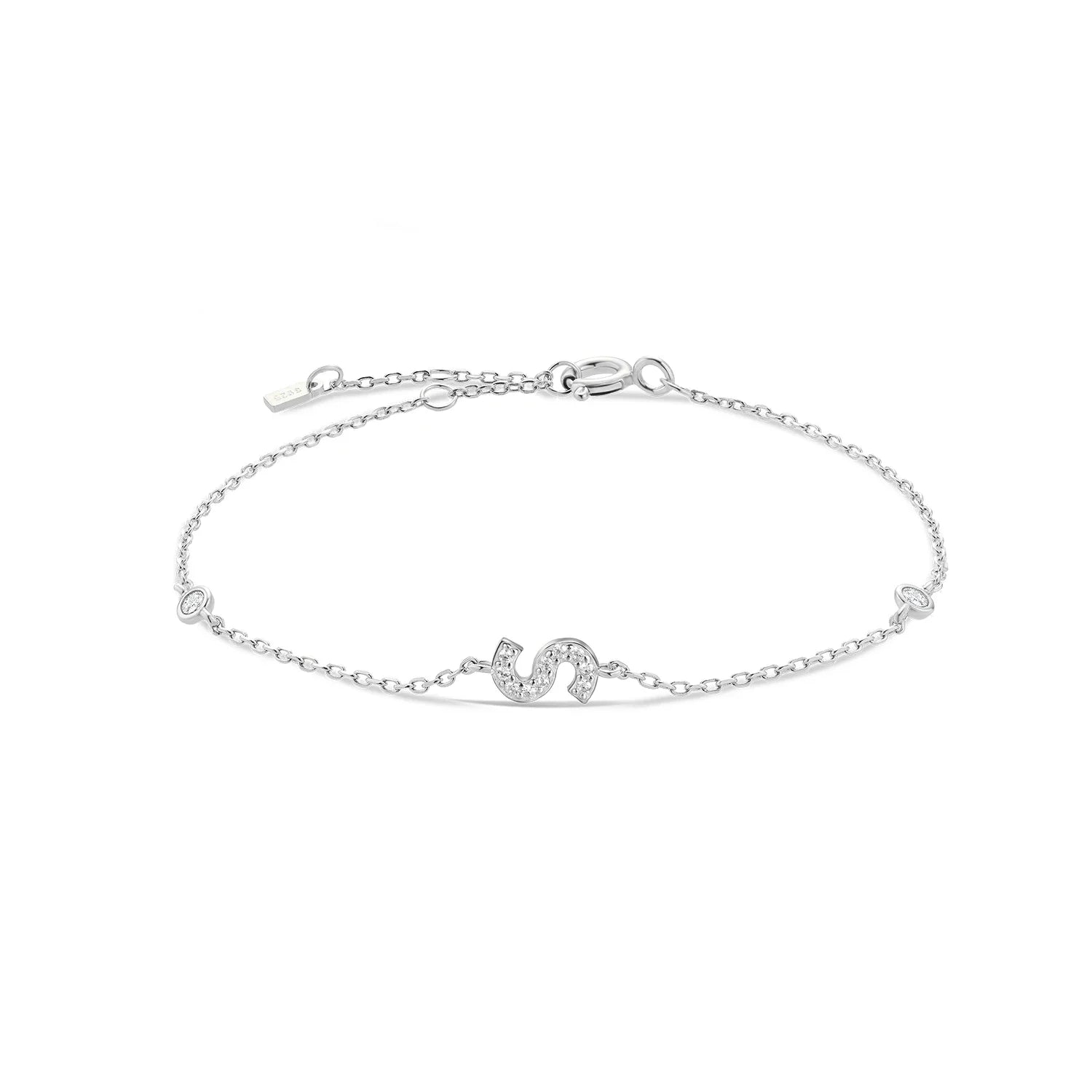 Armband met initiaal in strass zilver s