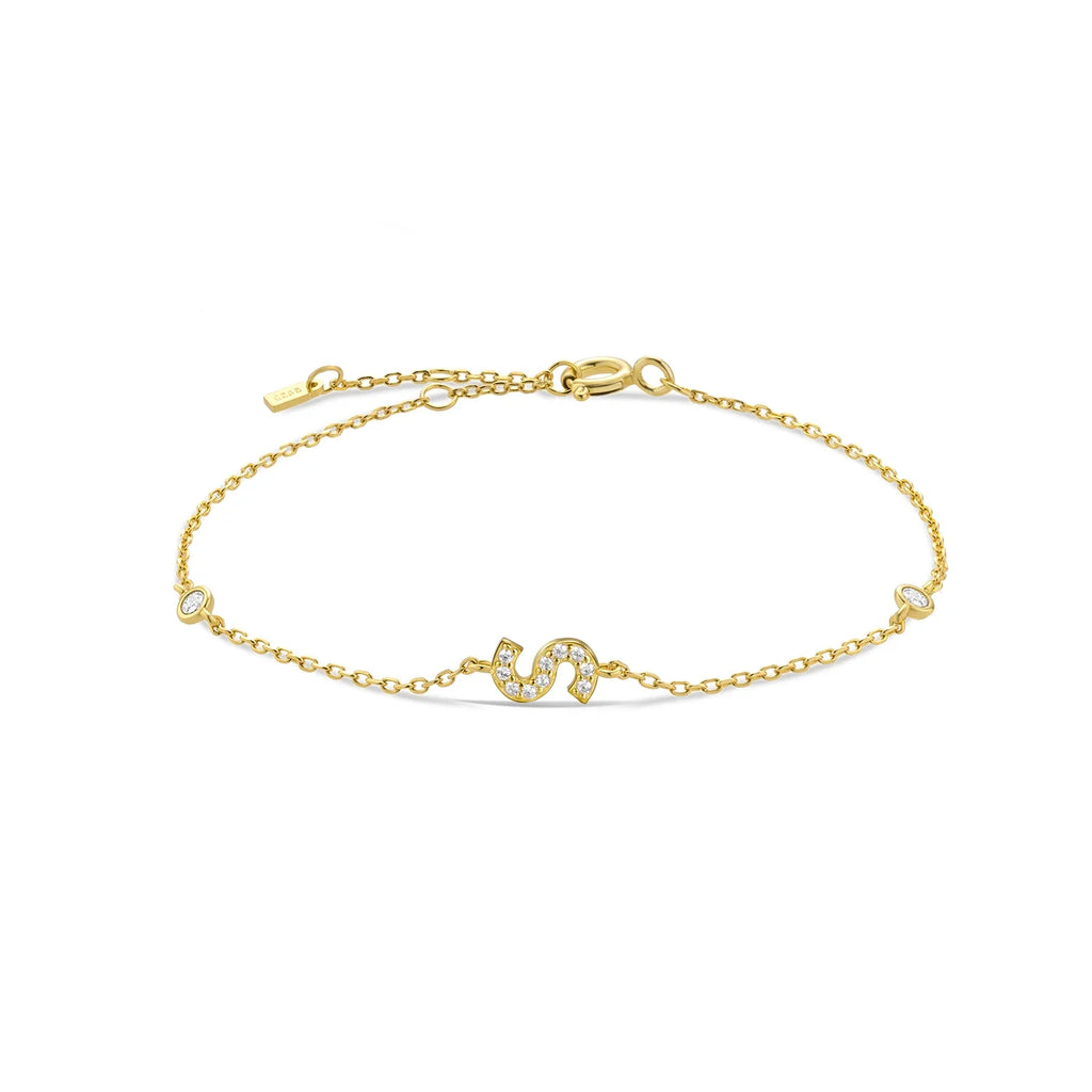 Armband met initiaal in strass goud s