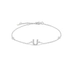 Armband met initiaal in strass zilver u