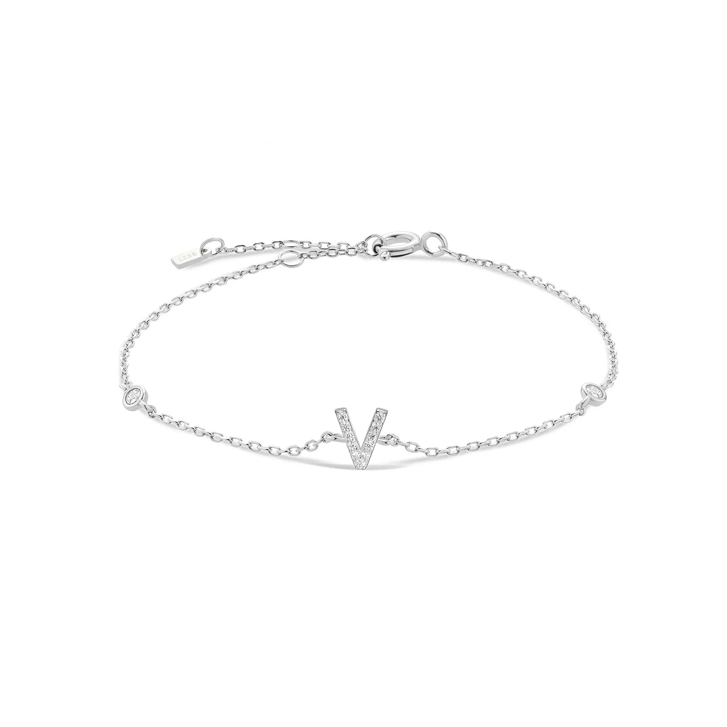 Armband met initiaal in strass zilver v