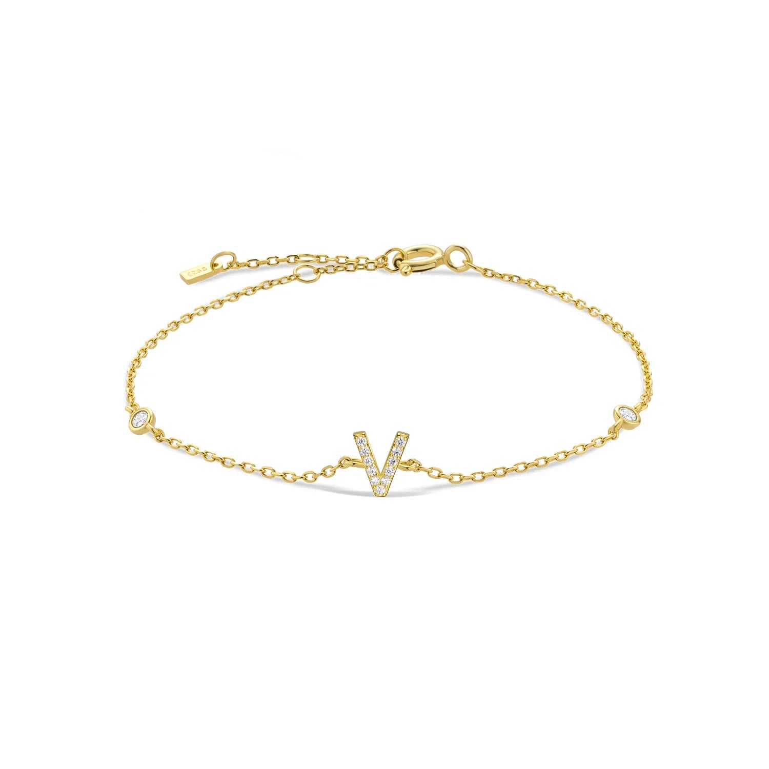 Armband met initiale in goudkleurige strass v