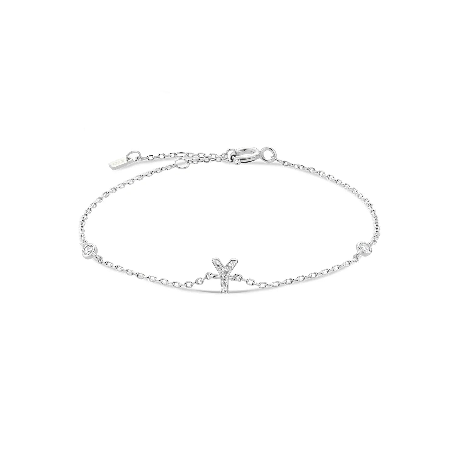 Armband met initiaal in strass zilver y