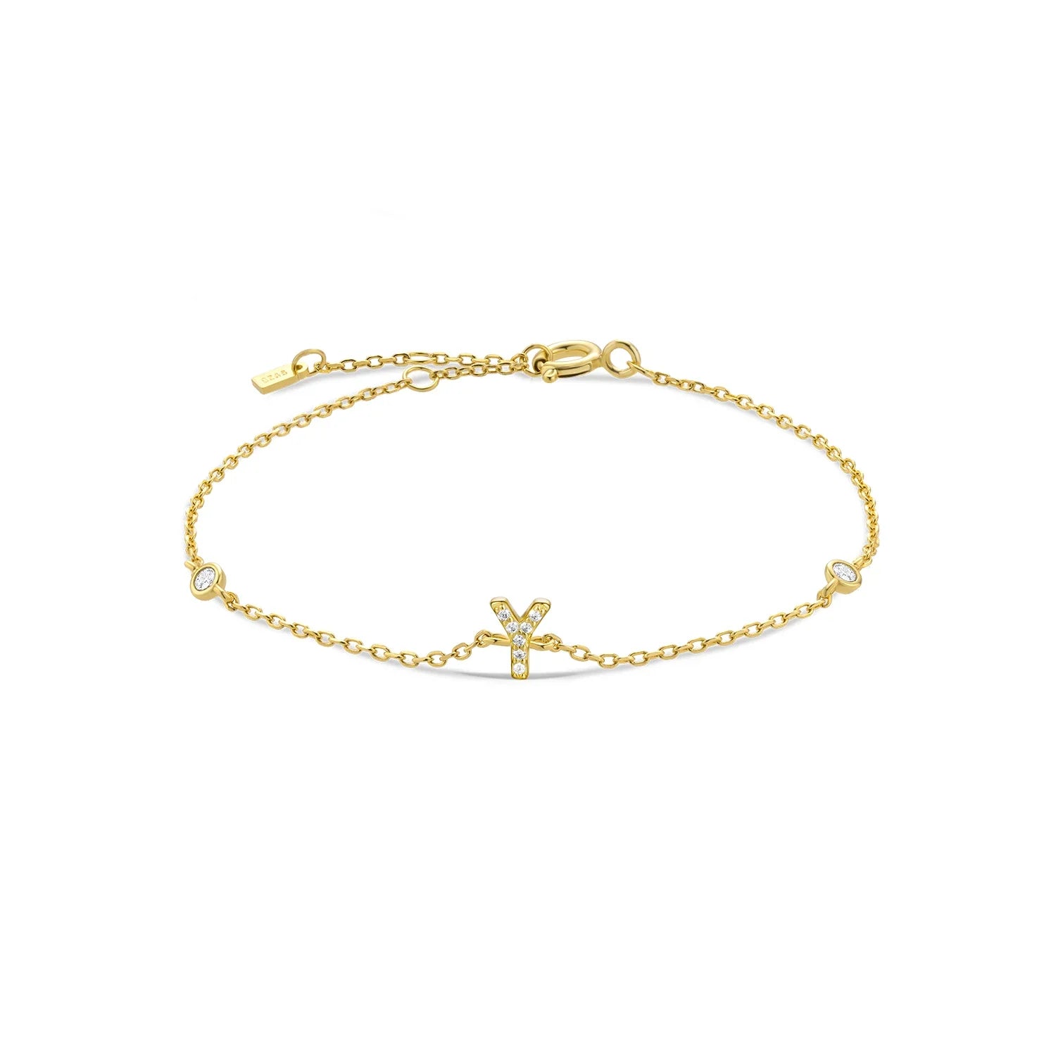 Armband met initiaal in strass goud y