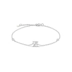 Armband met initiaal in strass zilver z