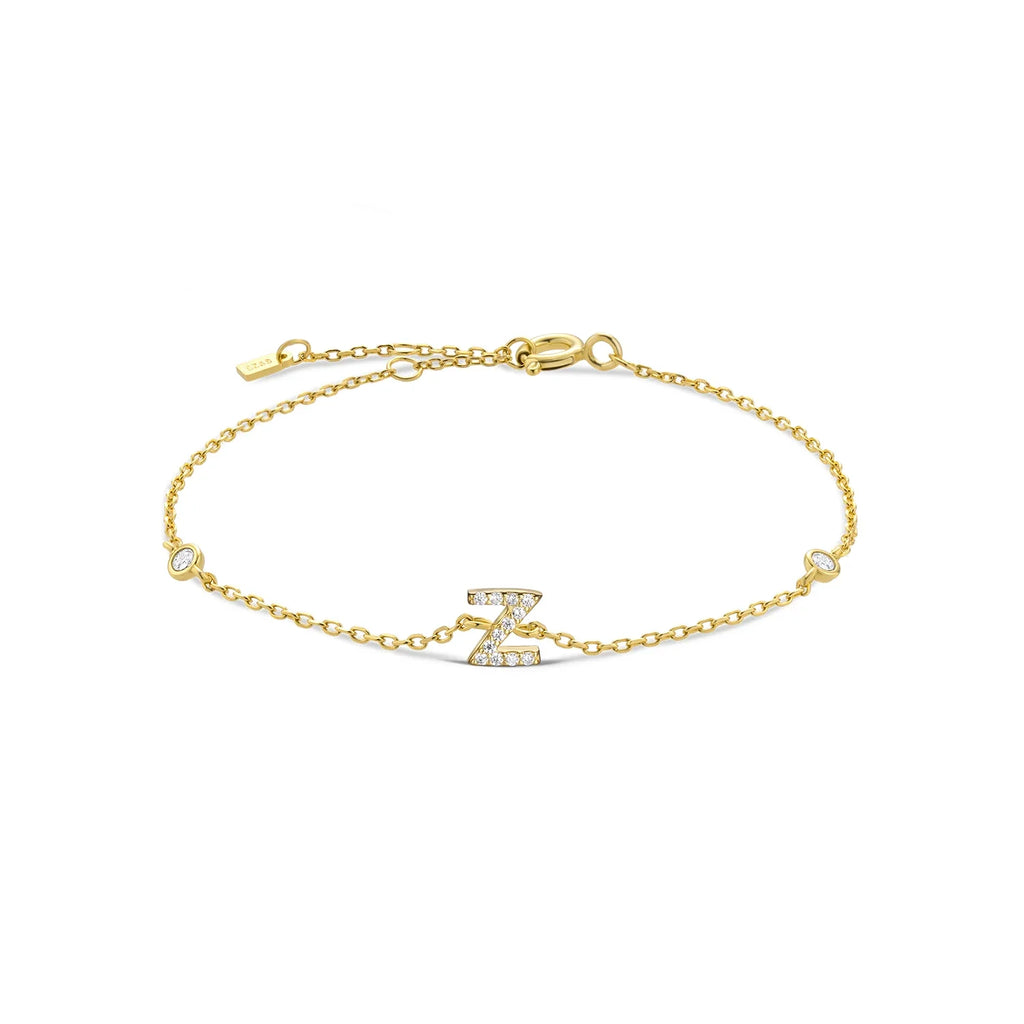 Armband met initiaal in strass goud z