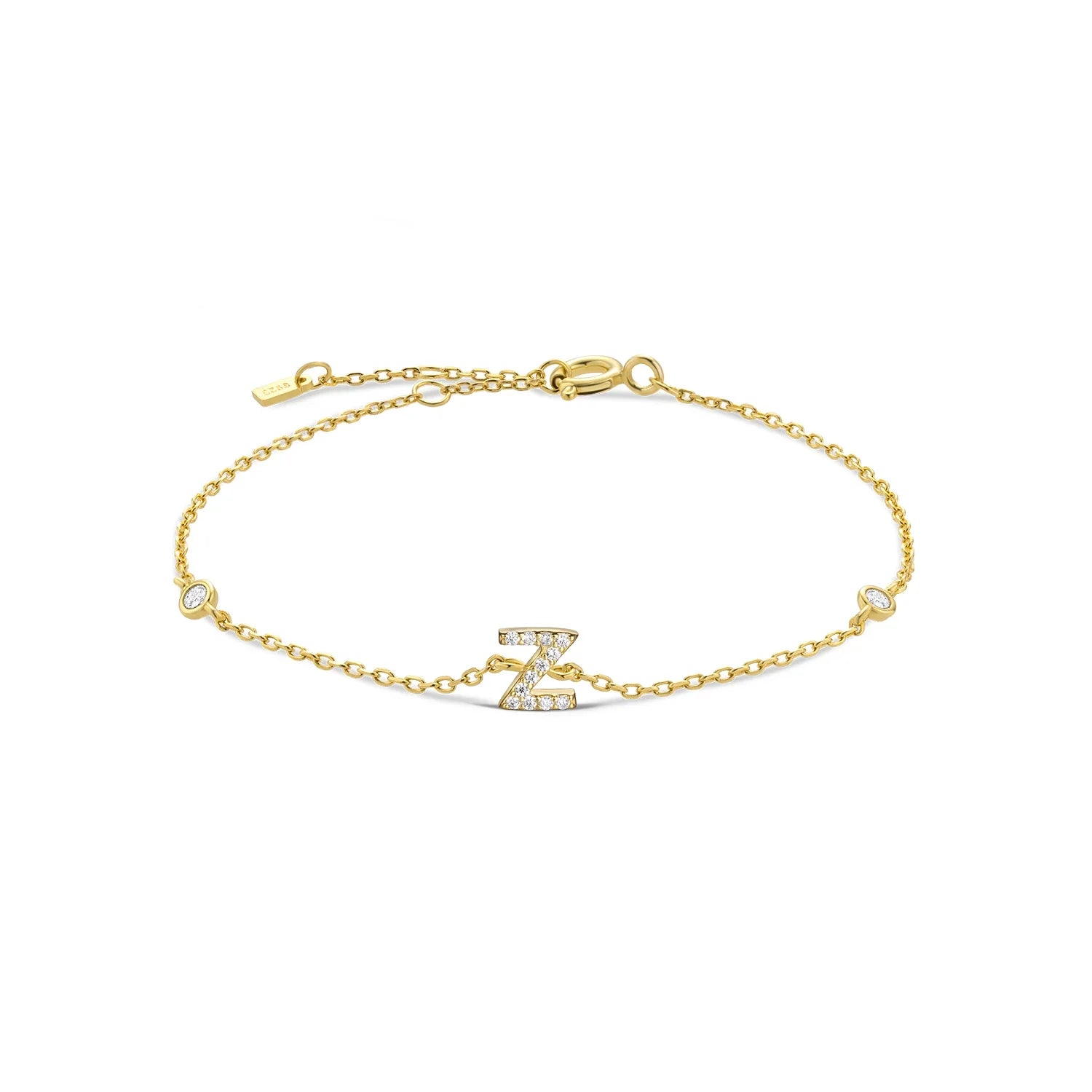 Armband met initiaal in strass goud z