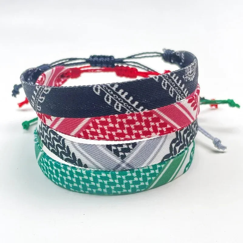 Armband met geometrische patronen Arabische Keffiyeh zwart