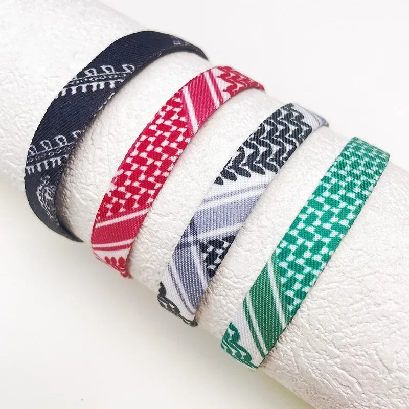 Armband met geometrische patronen Arabische Keffiyeh rood