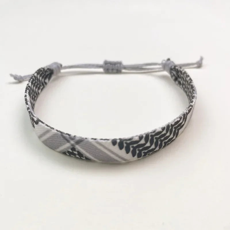 Armband met geometrische patronen Arabische Keffiyeh grijs