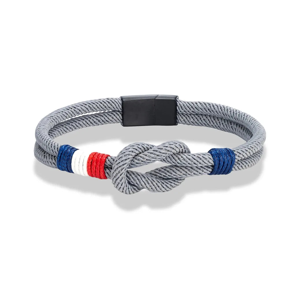 Armband met knoop van touw grijs