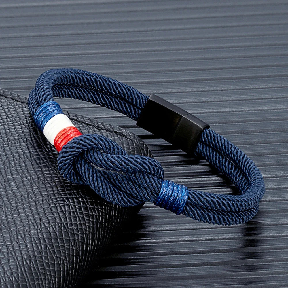 Armband met knoop van touw marineblauw