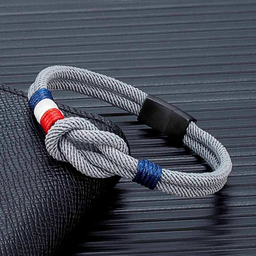 Armband met knoop van touw grijs