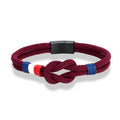 Armband met knoop van touw bordeaux