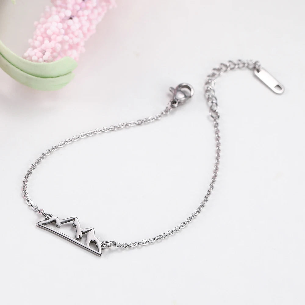 Bracelet avec Pendentif Montagne pour Femme argent