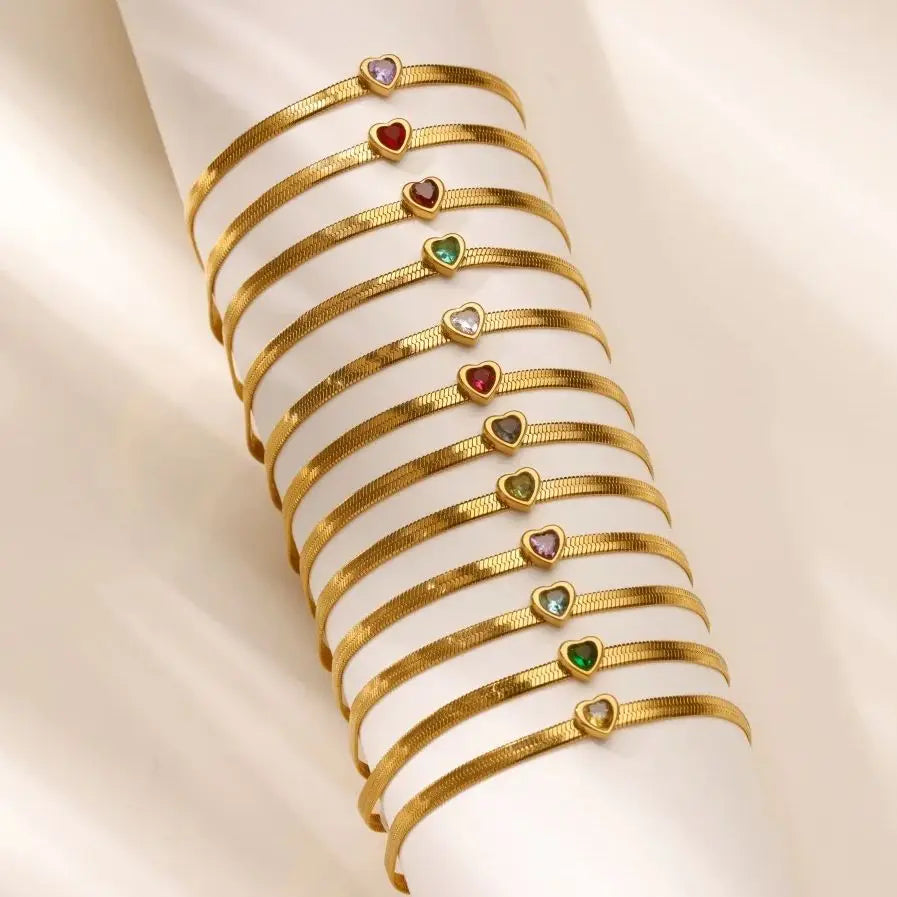 Armband met geboortesteen in hartvorm januari