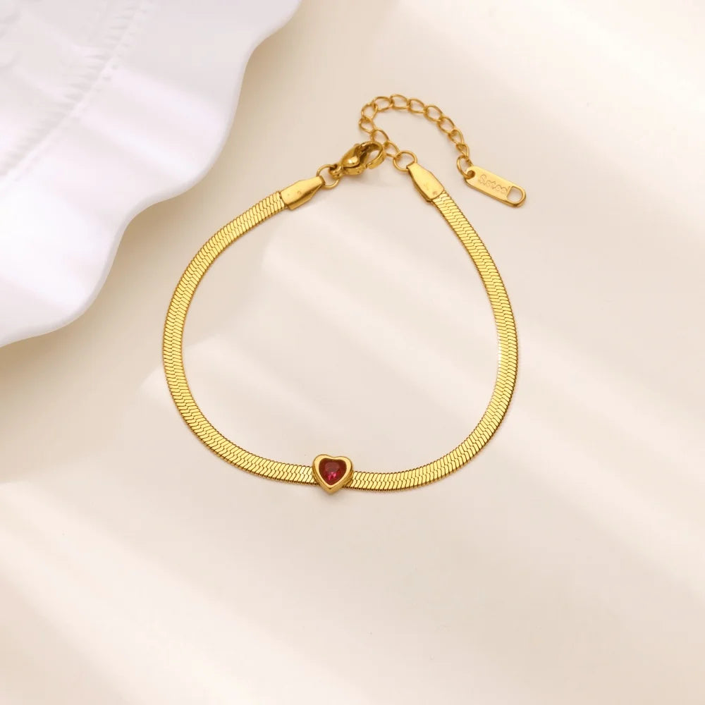 Armband met geboortesteen in hartvorm