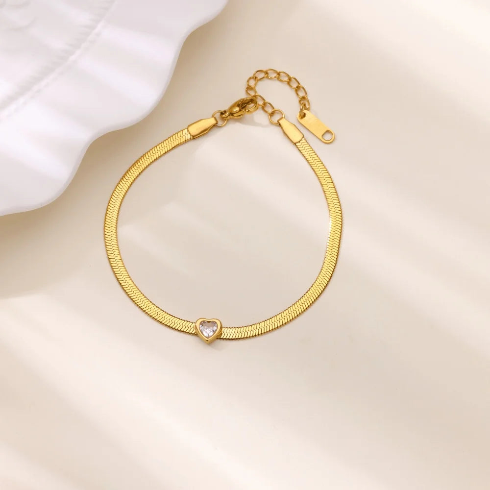 Armband met geboortesteen in hartvorm