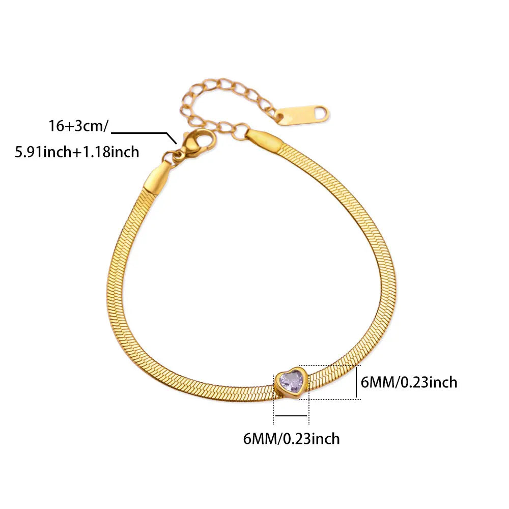 Armband met geboortesteen in hartvorm