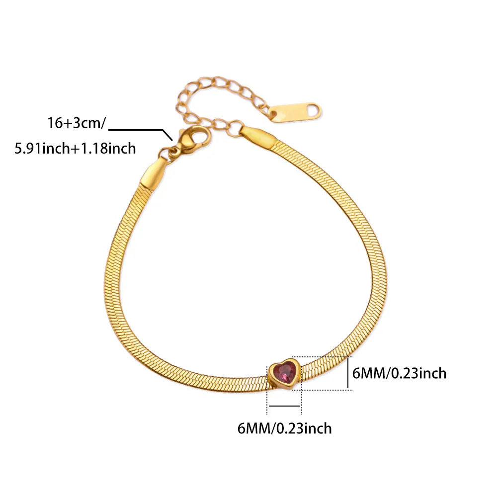Armband met geboortesteen in hartvorm