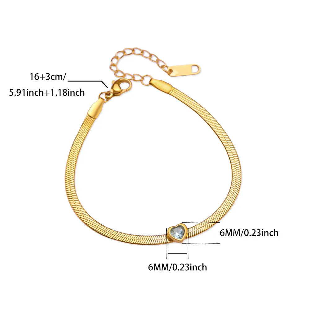 Armband met geboortesteen in hartvorm