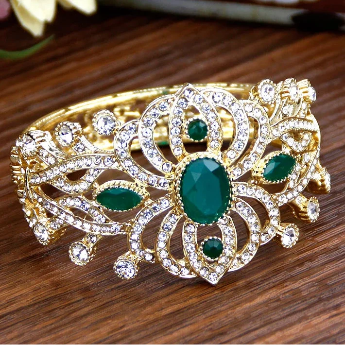 Armband met strass en stenen Arabisch moslim huwelijk groen