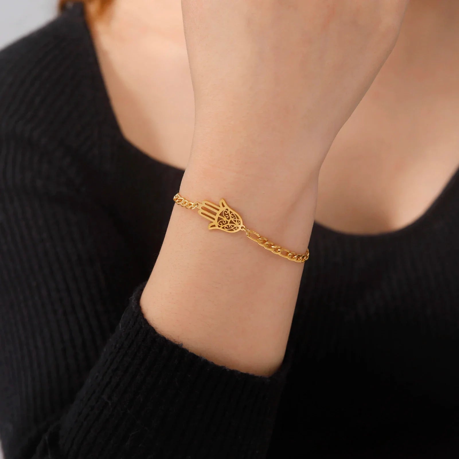 Armband met gouden of zilverkleurige Arabische hand van Fatma
