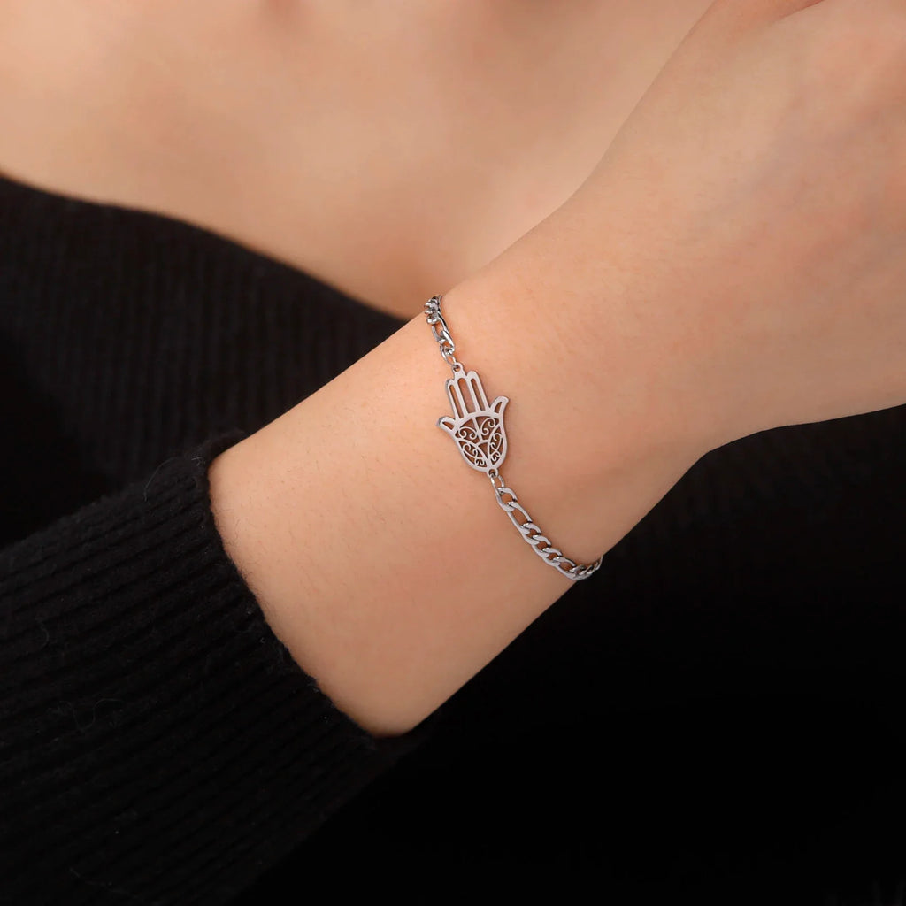 Armband met gouden of zilverkleurige Arabische hand van Fatma zilver