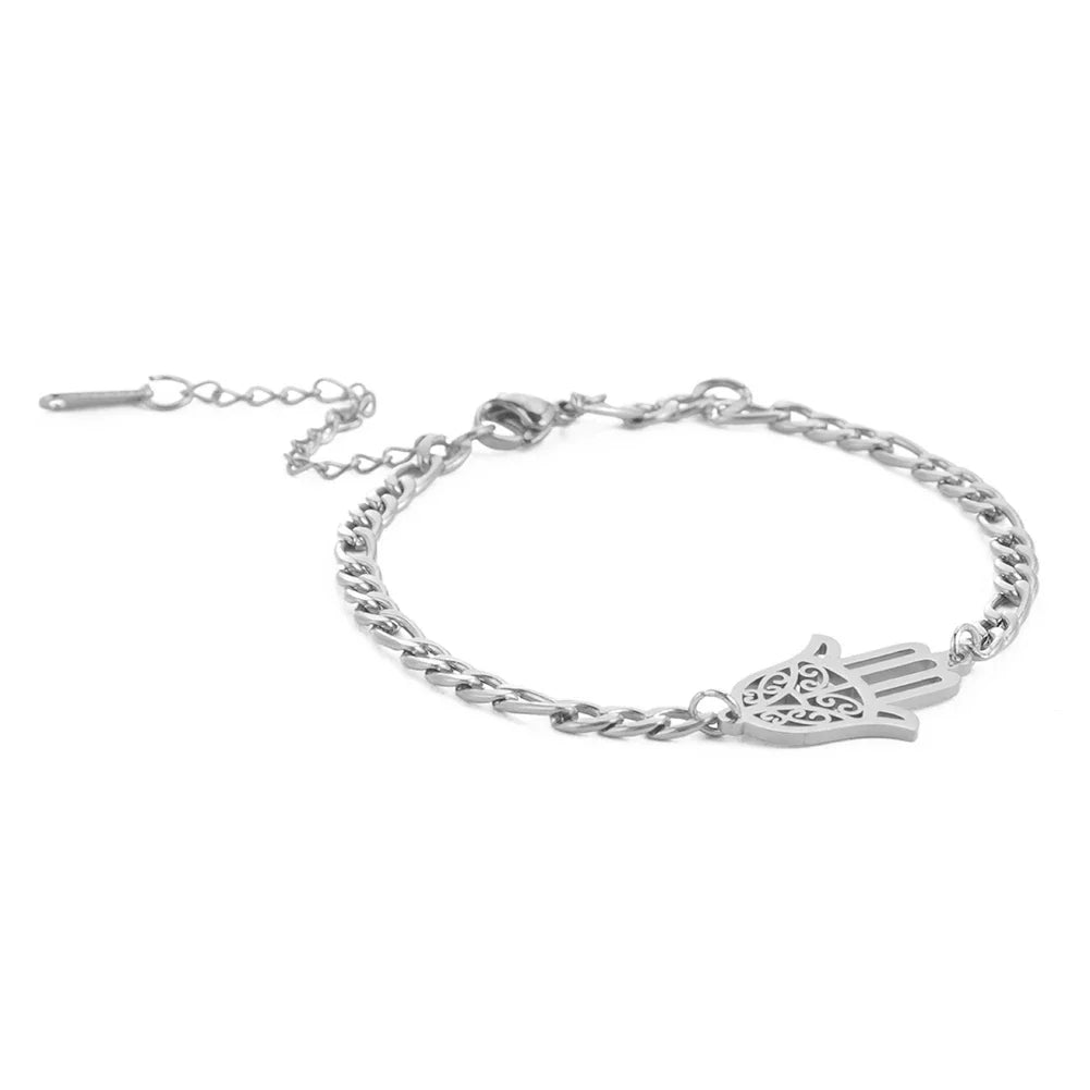 Armband met gouden of zilverkleurige Arabische hand van Fatma zilver