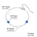 Armband met beschermsymbolen blauwe oog, Chai en de Davidster zilver