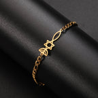 Armband met Joodse symbolen Menorah en de <span data-glossary-id="StarOfDavid">Davidster</span> goud