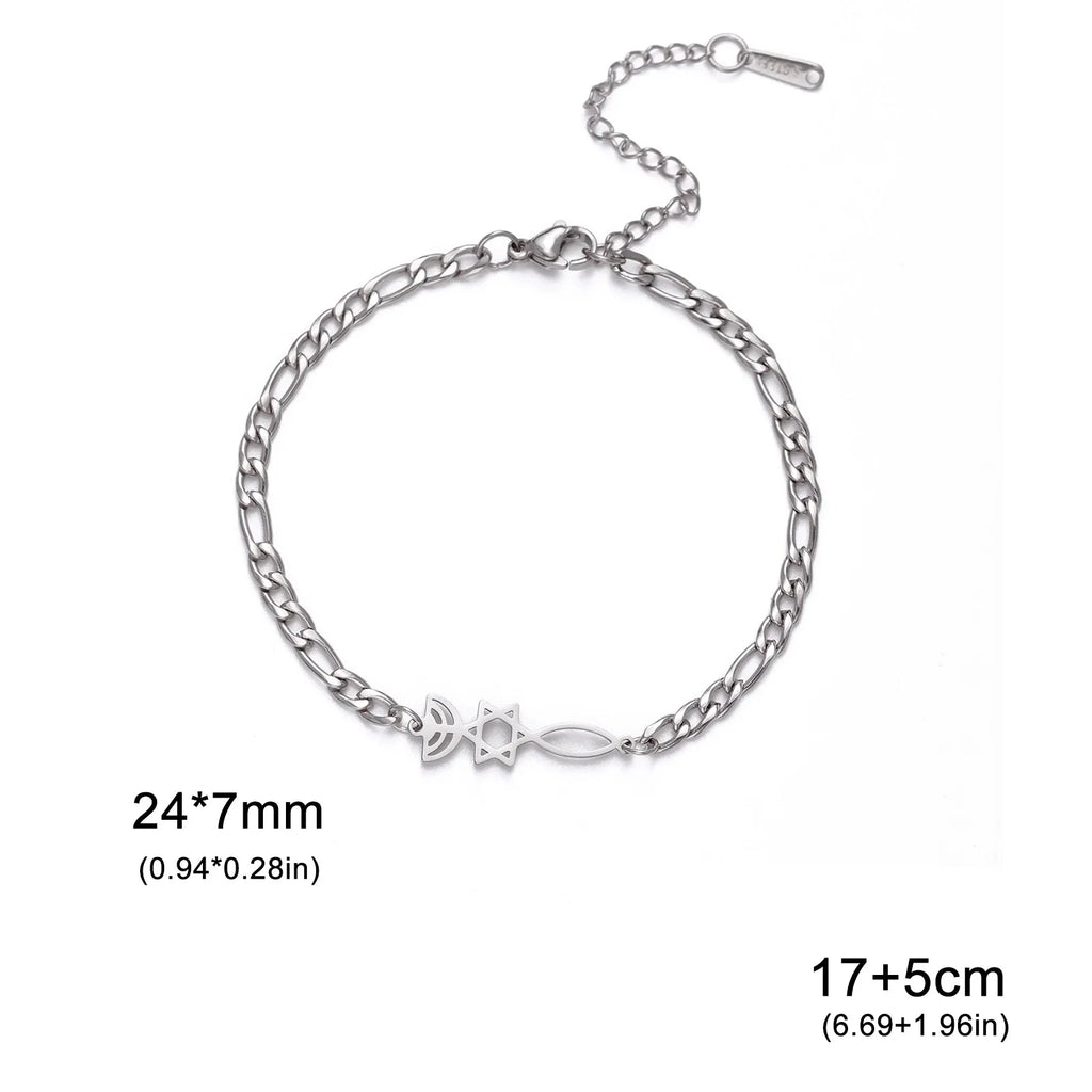 Armband met Joodse symbolen Menorah en de <span data-glossary-id="StarOfDavid">Davidster</span> zilver