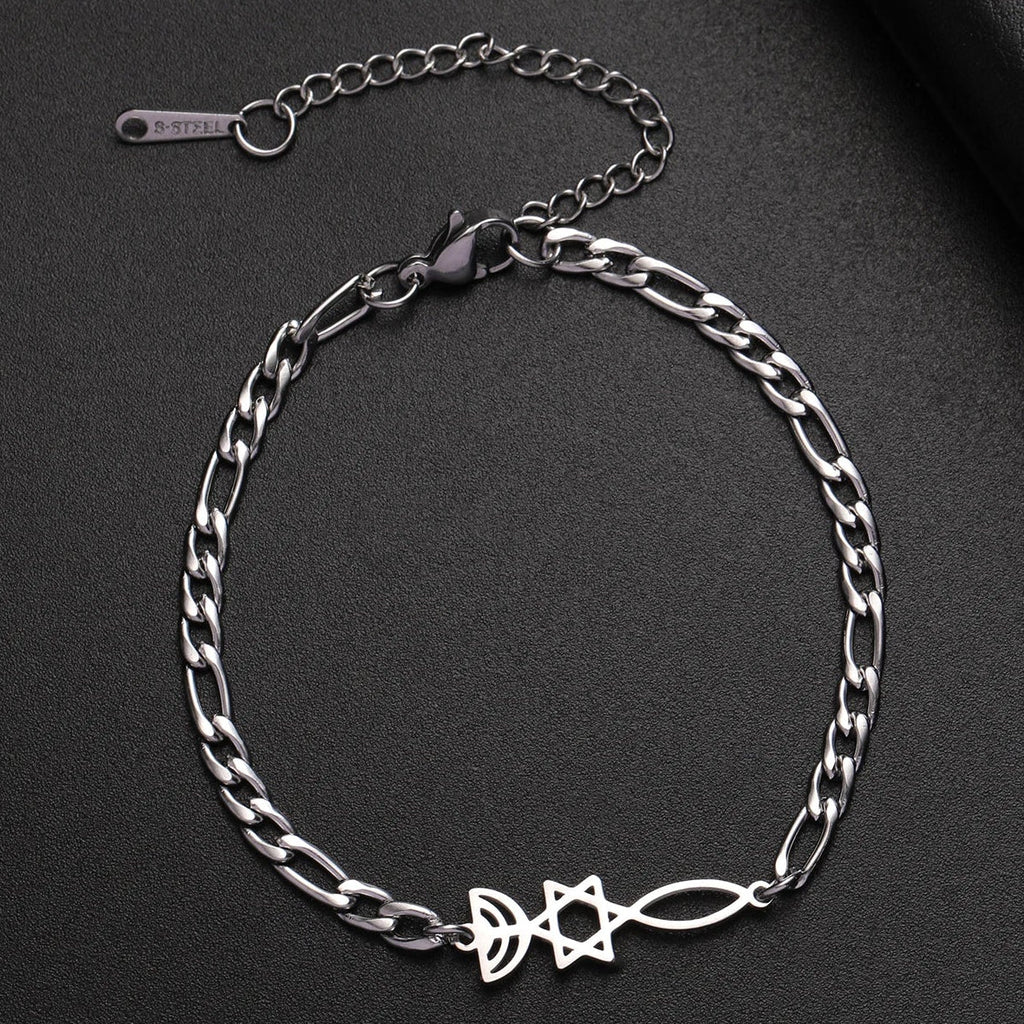 Armband met Joodse symbolen Menorah en de <span data-glossary-id="StarOfDavid">Davidster</span> zilver