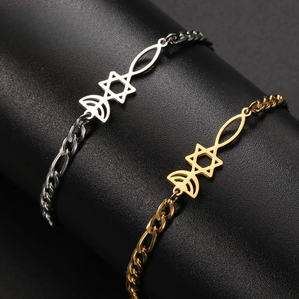 Armband met Joodse symbolen Menorah en de <span data-glossary-id="StarOfDavid">Davidster</span> goud