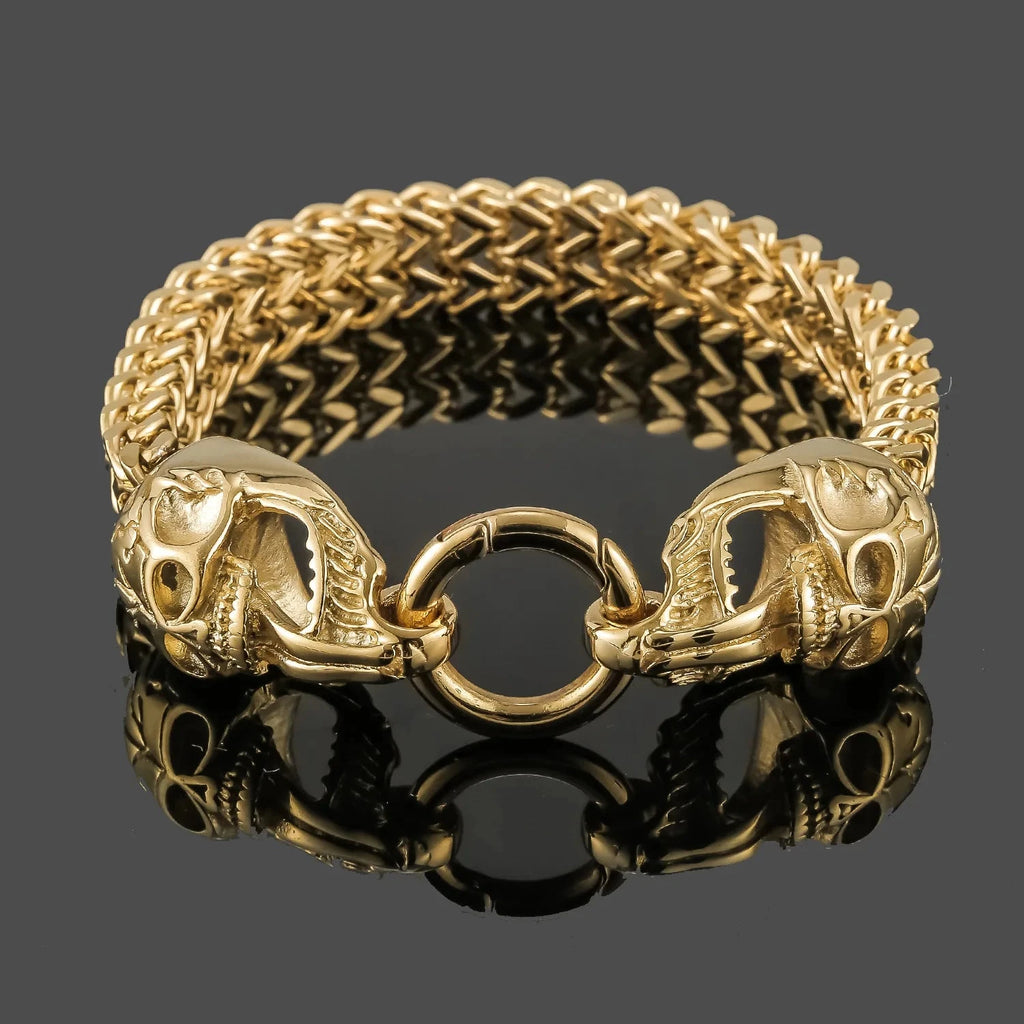 Bracelet avec Têtes de Morts pour Homme or