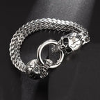 Bracelet avec Têtes de Morts pour Homme argent