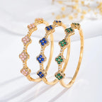 Bracelet avec Trèfles à 4 Feuilles en Zircon et Pierres bleu