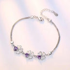 Bracelet avec Trèfles à 4 Feuilles avec Zircon Violet