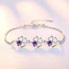 Bracelet avec Trèfles à 4 Feuilles avec Zircon Violet