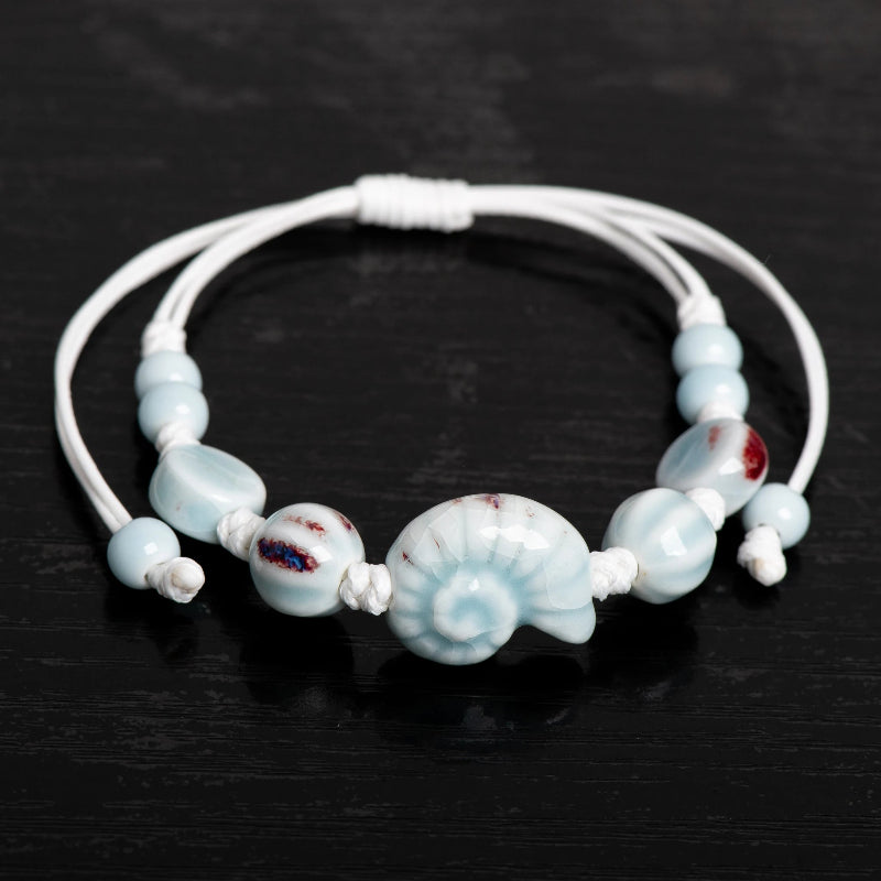 Bracelet Bohême Coquillage Escargot bleu