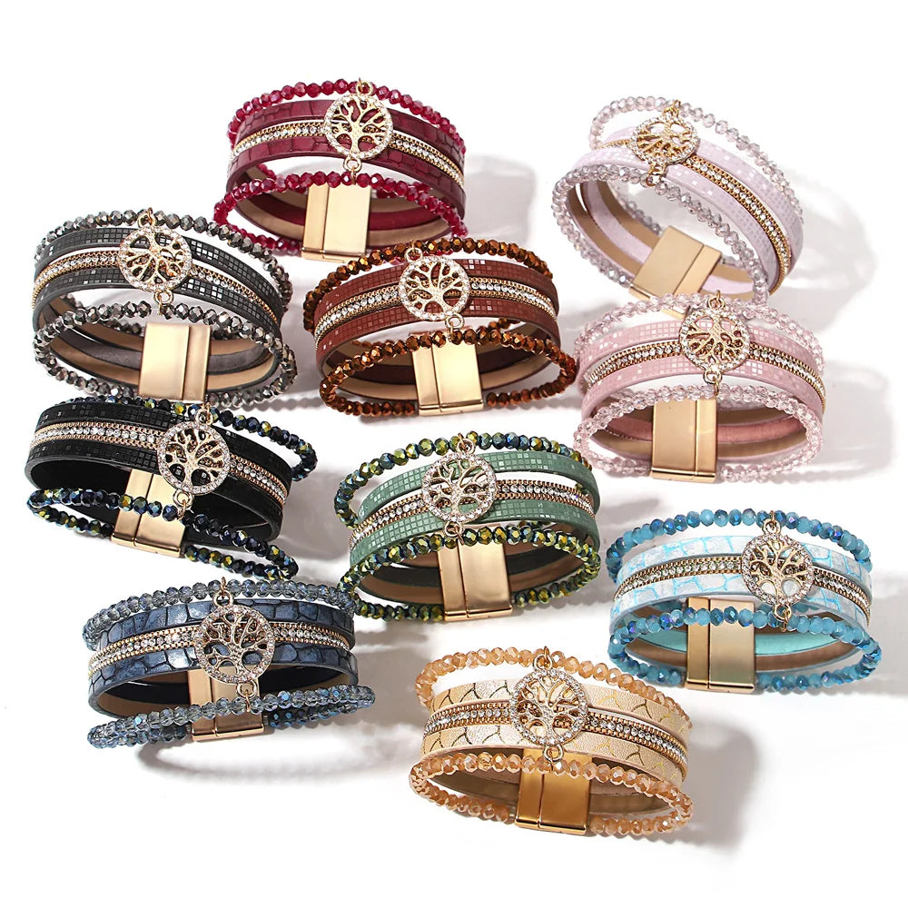 Boho meerlagige armband levensboom