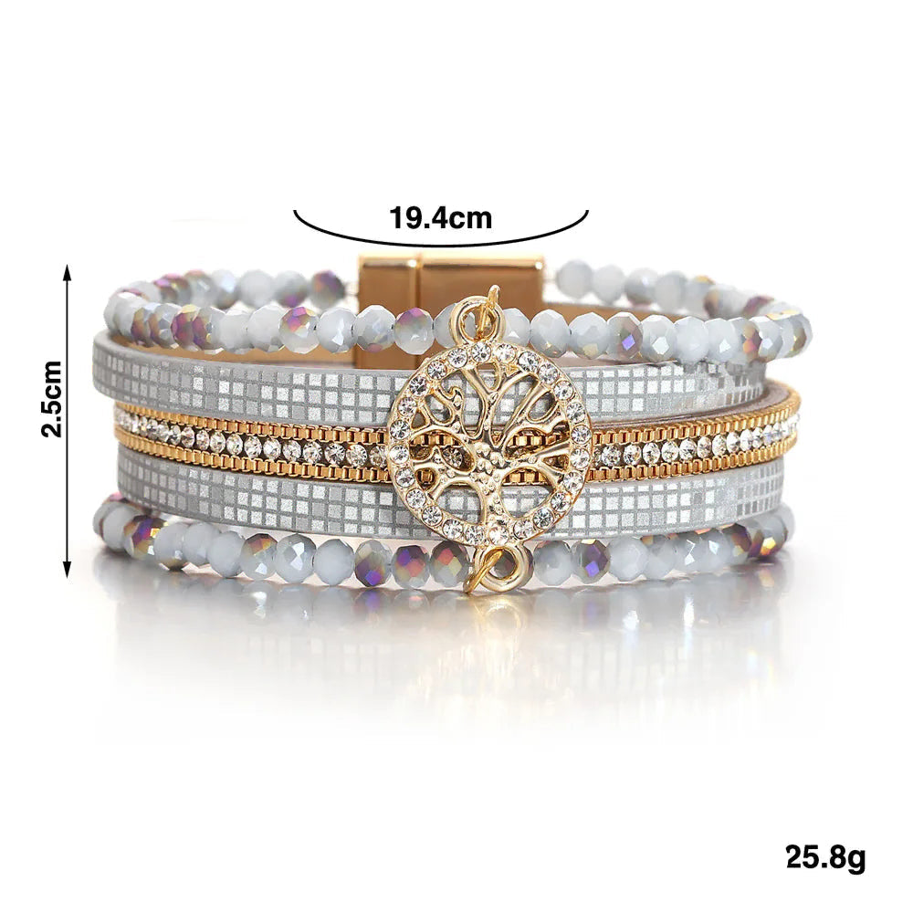 Boho meerlagige armband levensboom