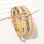 Boho meerlagige armband levensboom beige
