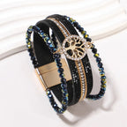 Boho meerlagige armband levensboom zwart
