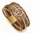 Boho meerlagige armband levensboom bruin