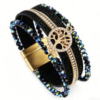 Boho meerlagige armband levensboom zwart