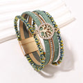 Boho meerlagige armband levensboom groen